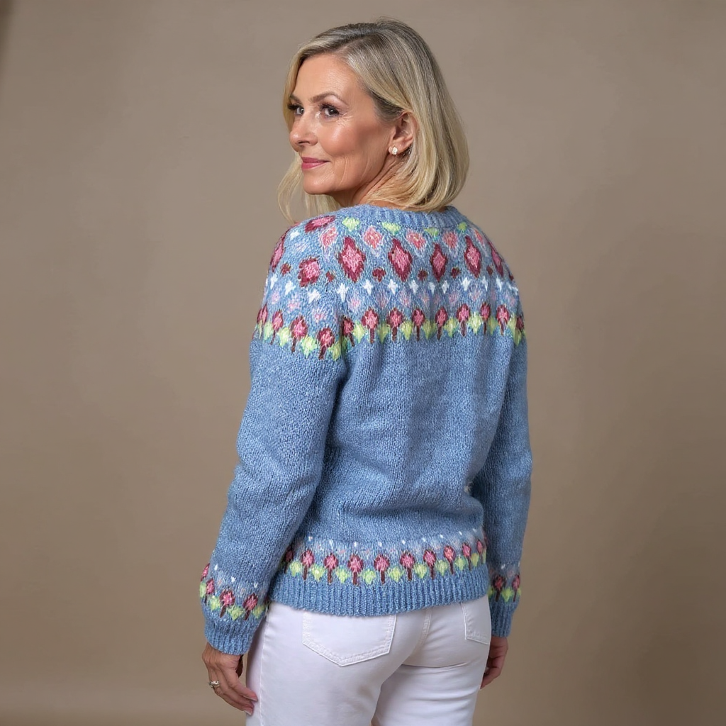 Anamartinezmadrid Sira | Cárdigan de Punto Folk con Canesú Estampado – photo 2