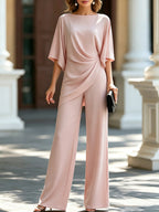 Anamartinezmadrid Genoveva | Conjunto de Blusa con Manga Capa y Pantalón Ancho – Rosa – photo 7