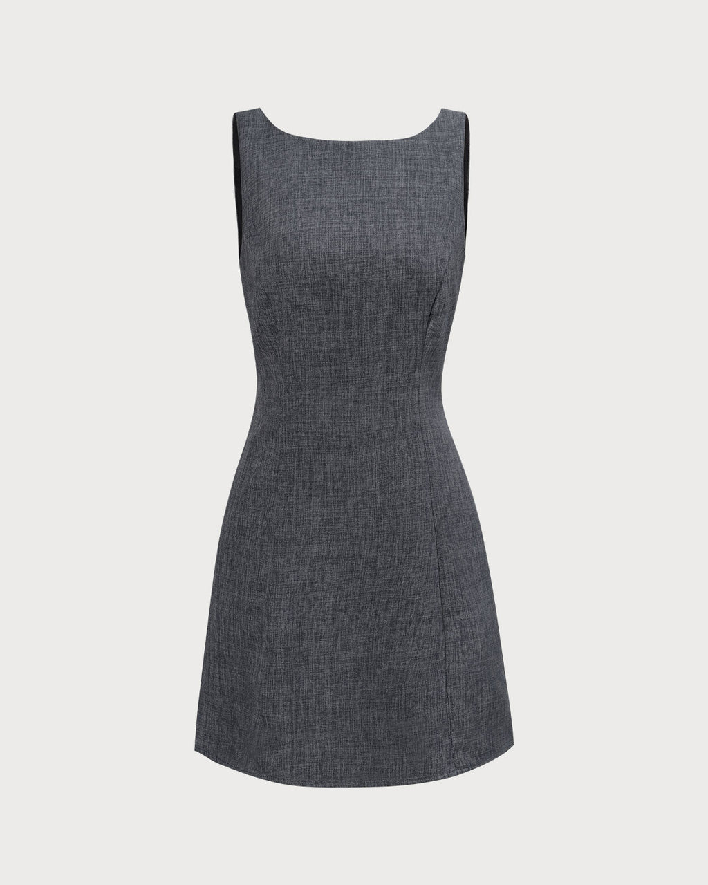 Silvia | Minivestido Gris Sin Mangas con Escote Barco - Carmen Teruel