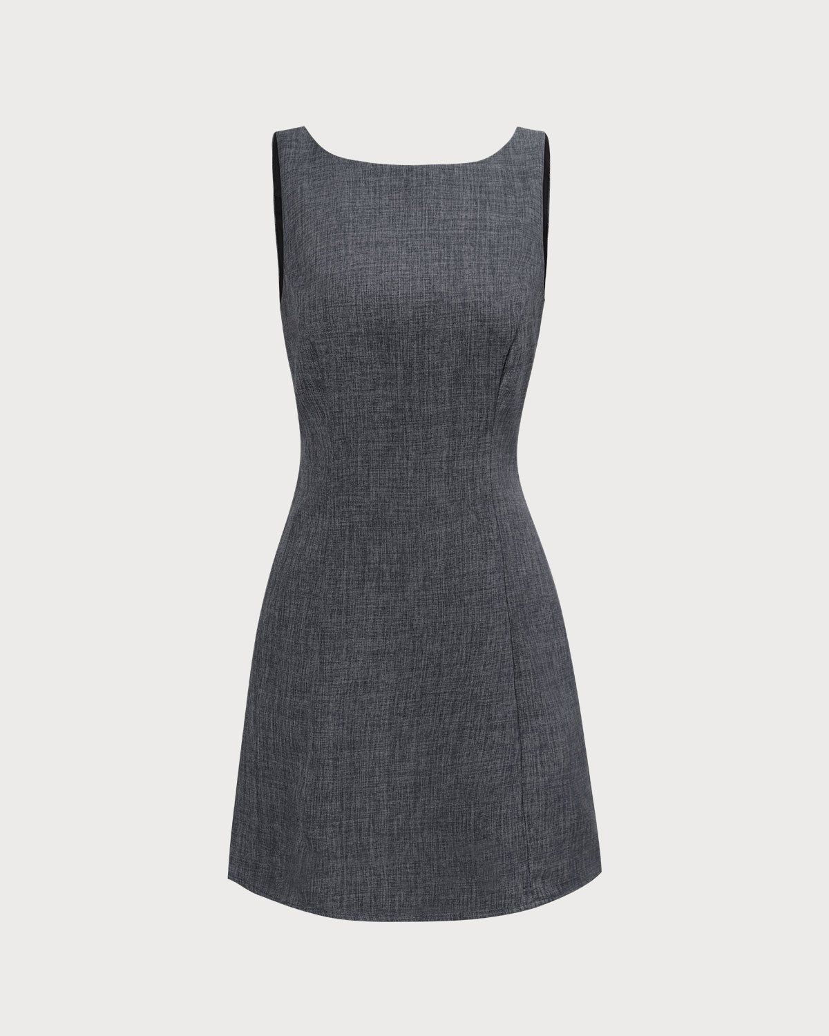 Silvia | Minivestido Gris Sin Mangas con Escote Barco - Carmen Teruel