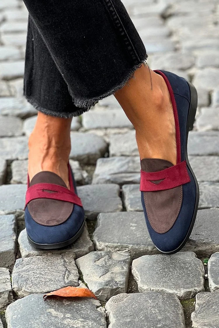 Anamartinezmadrid Mencía | Mocasines Colour Block en Azul Marino