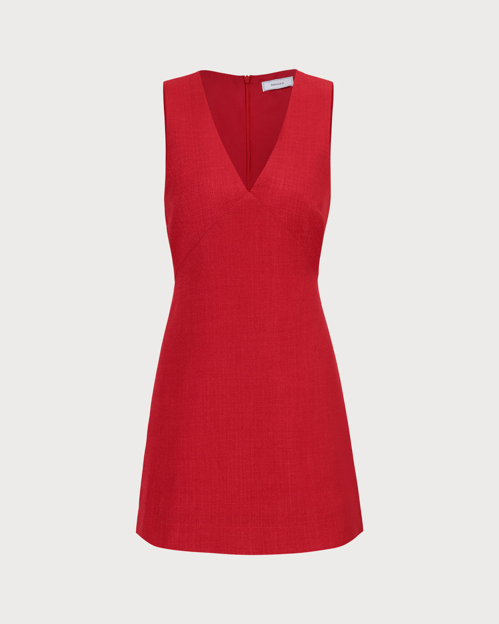 Martina | Minivestido Rojo Sin Mangas de Lino con Escote en V - Carmen Teruel
