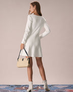 Nerea | Minivestido Blanco de Punto con Escote Cuadrado - Carmen Teruel