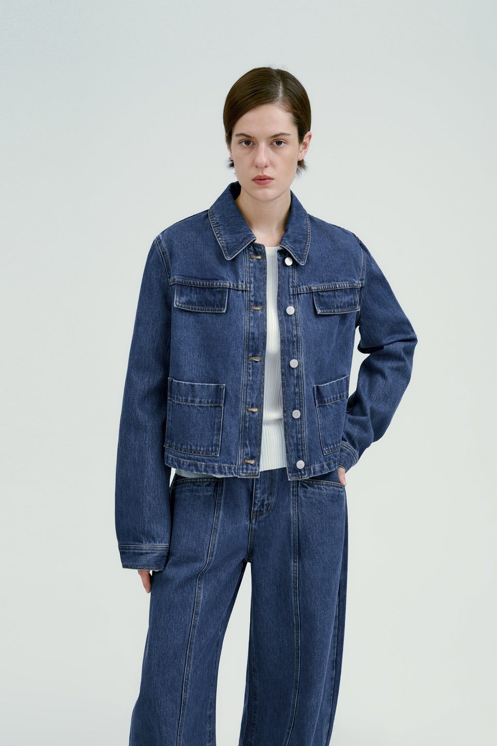Anamartinezmadrid Alicia | Cazadora Vaquera de Corte Oversize – Azul Vaquero