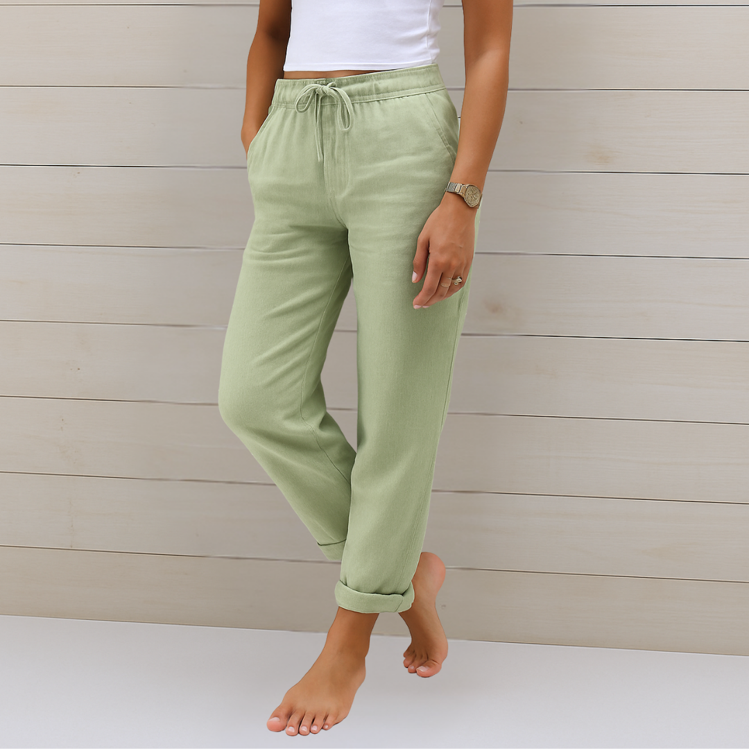 Marina Roca Breezy | Pantalones de Lino Premium con Stretch – Verde Claro – photo 4