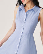 Anamartinezmadrid Minivestido Azul de Rayas con Botones – photo 4