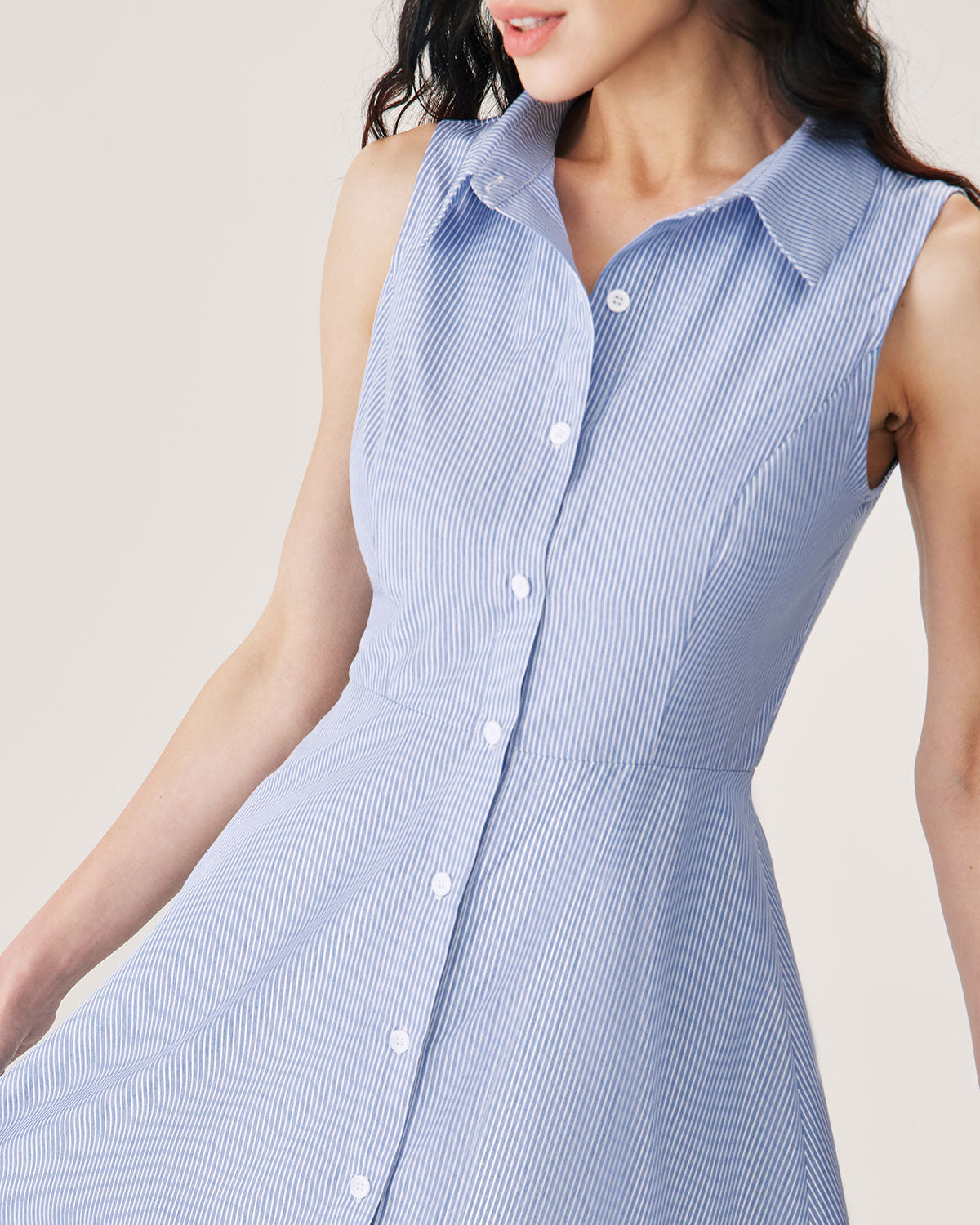 Anamartinezmadrid Minivestido Azul de Rayas con Botones – photo 4
