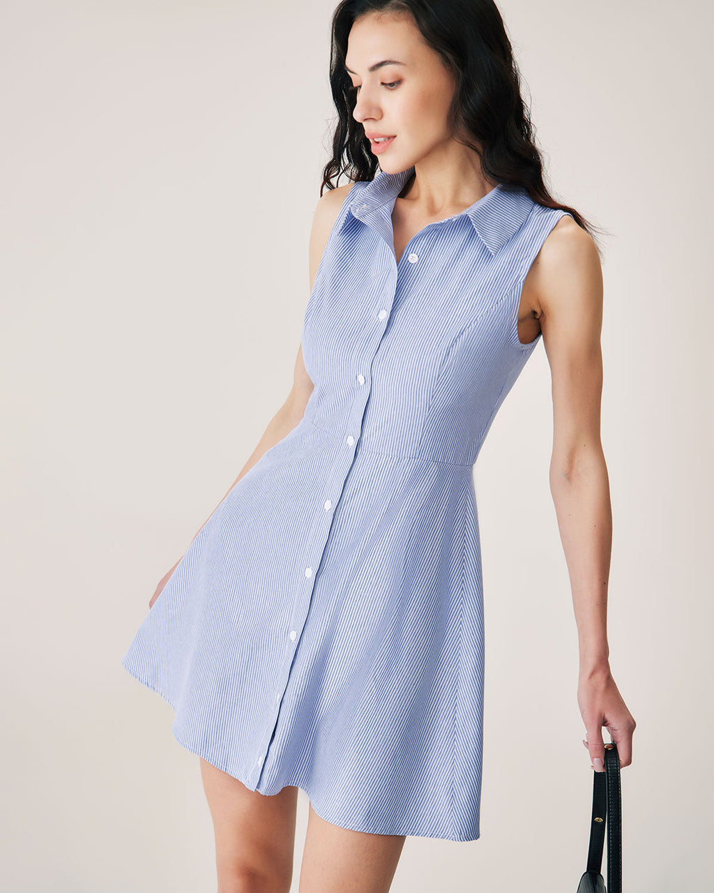 Anamartinezmadrid Minivestido Azul de Rayas con Botones – photo 3