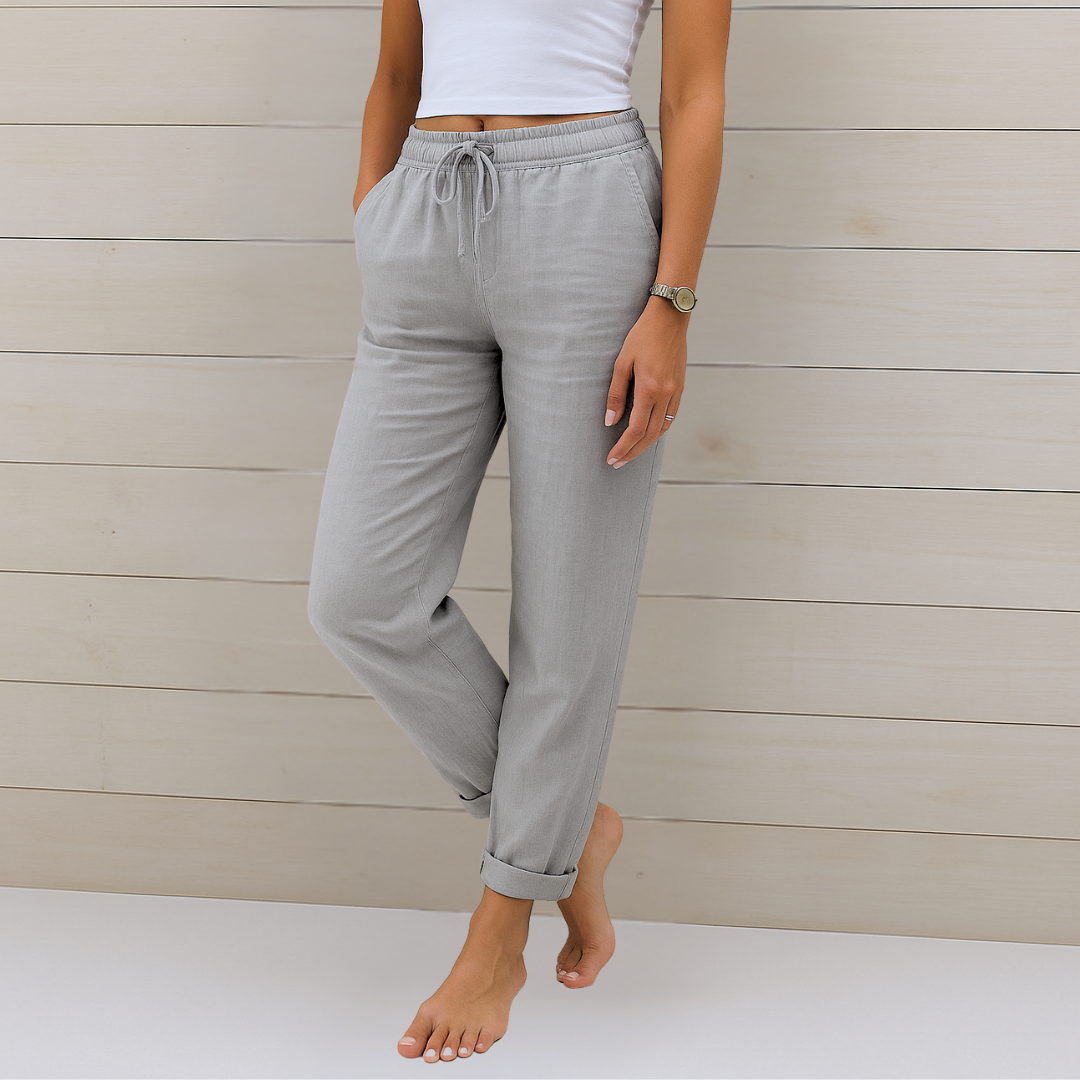 Marina Roca Breezy | Pantalones de Lino Premium con Stretch – Gris Claro – photo 5