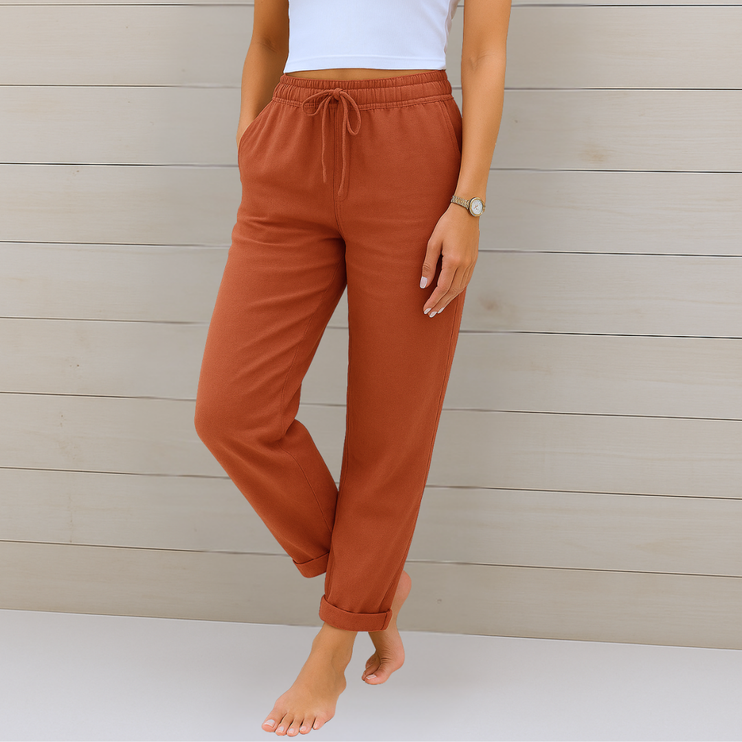 Marina Roca Breezy | Pantalones de Lino Premium con Stretch – Terracota – photo 7