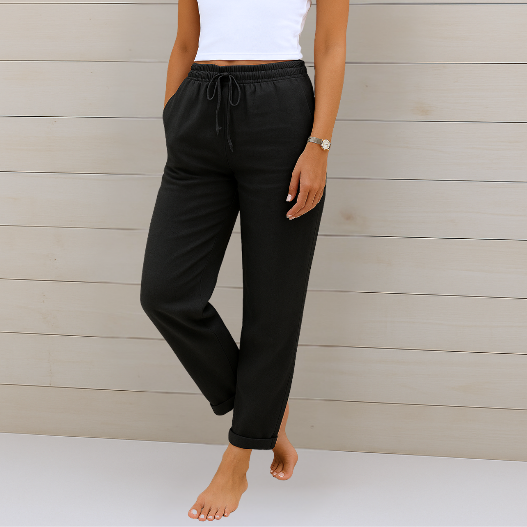 Marina Roca Breezy | Pantalones de Lino Premium con Stretch – Negro – photo 6