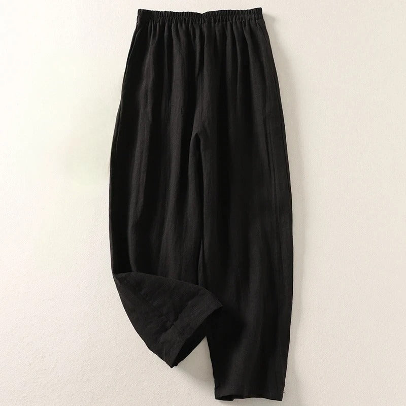 Marina Roca Amalia™ | Pantalón fluido de algodón y lino – Negro – photo 5