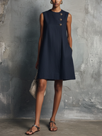 Anamartinezmadrid Aurelia | Minivestido sin Mangas con Botones Asimétricos – photo 3