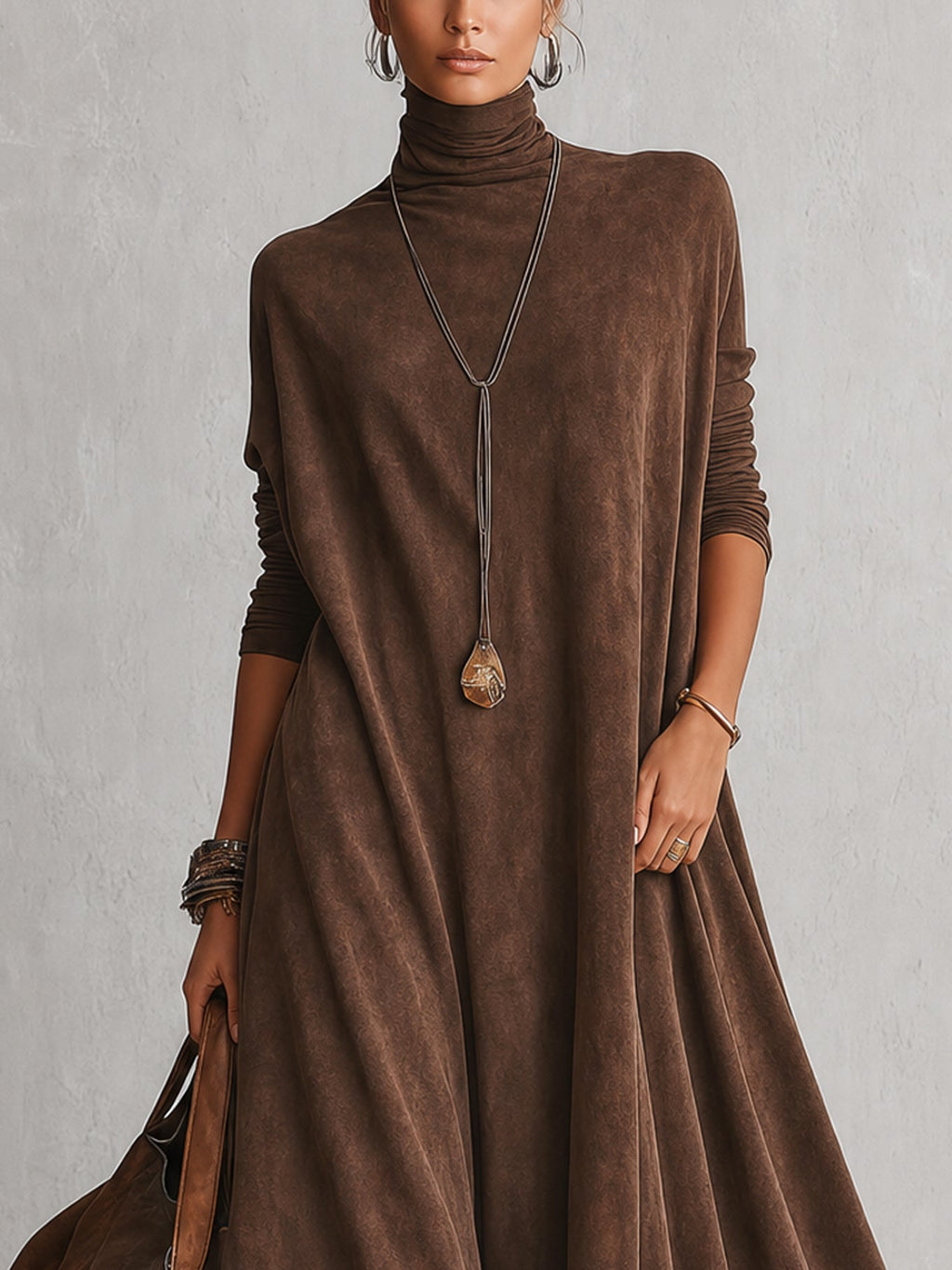 Angela Milano Piera - Vestido Largo con Efecto Ante y Bajo de Encaje – photo 4