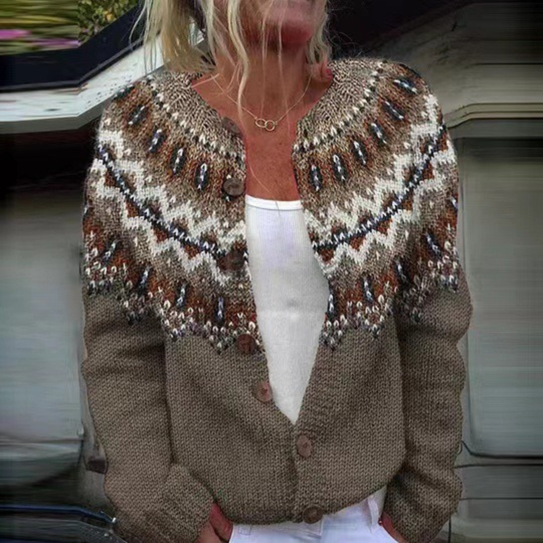 Anamartinezmadrid Natalia | Cárdigan de Punto Vintage con Canesú Artesanal
