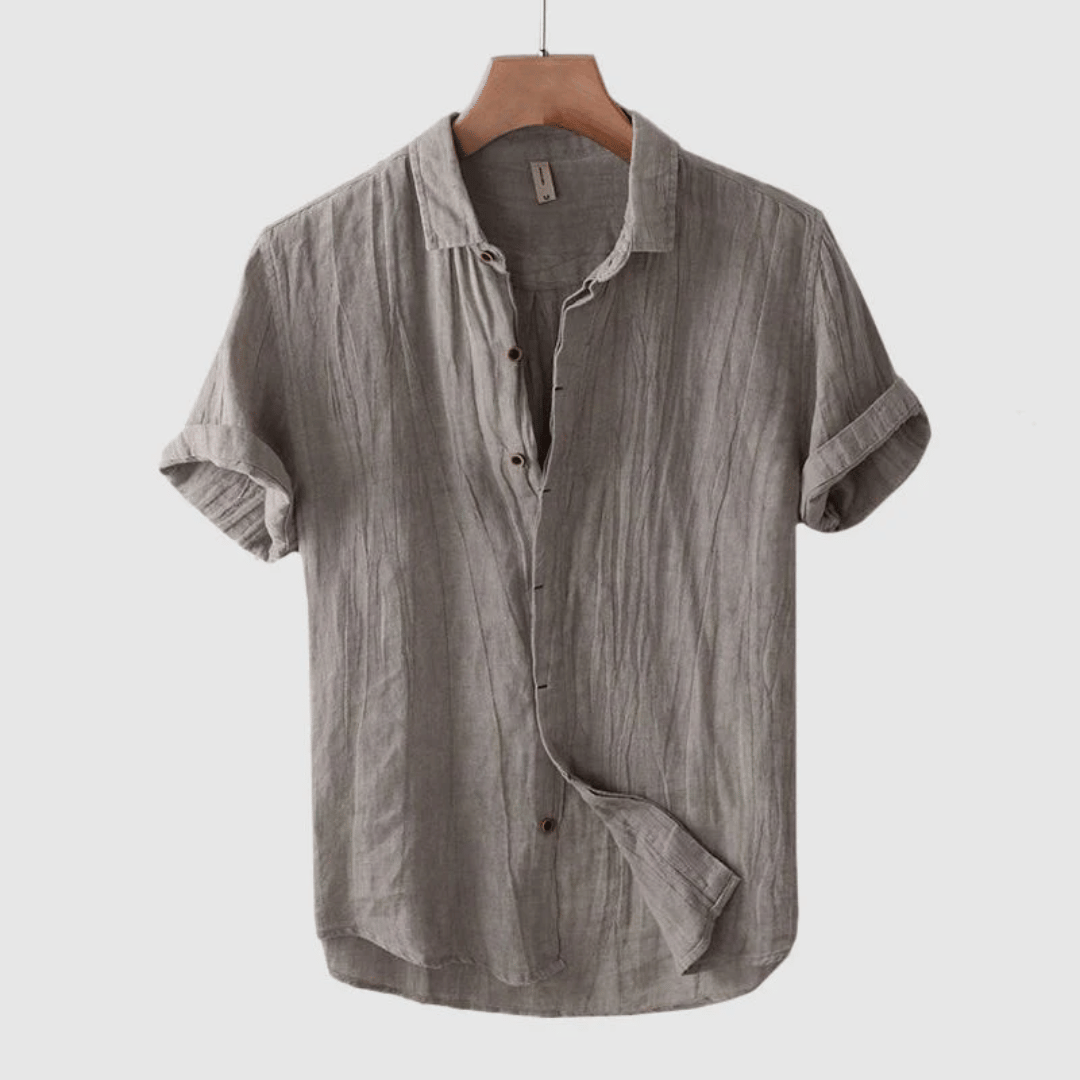 Marina Roca LOREN | Camisa de lino de manga corta – Gris – photo 9