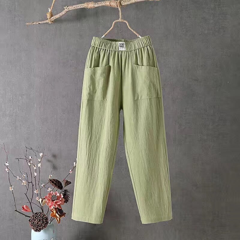 Marina Roca Sienna | Pantalones de Mezcla de Lino – Verde – photo 6
