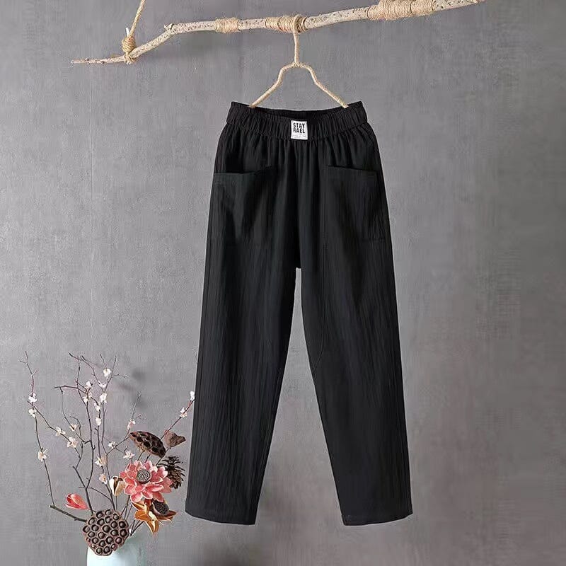 Marina Roca Sienna | Pantalones de Mezcla de Lino – Negro – photo 5