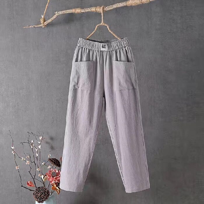 Marina Roca Sienna | Pantalones de Mezcla de Lino – Gris – photo 2