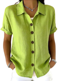 Anamartinezmadrid Débora | Blusa Holgada de Manga Corta con Botones – Verde