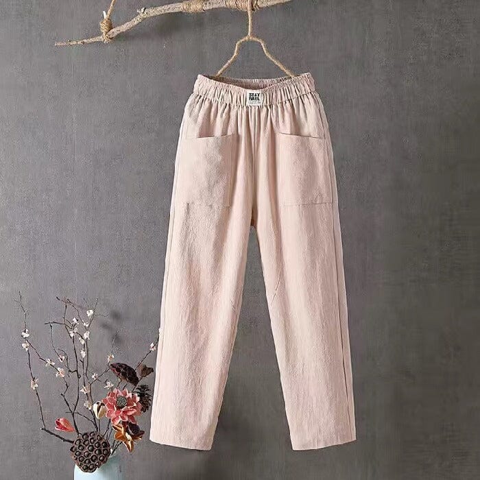Marina Roca Sienna | Pantalones de Mezcla de Lino – Caqui – photo 3