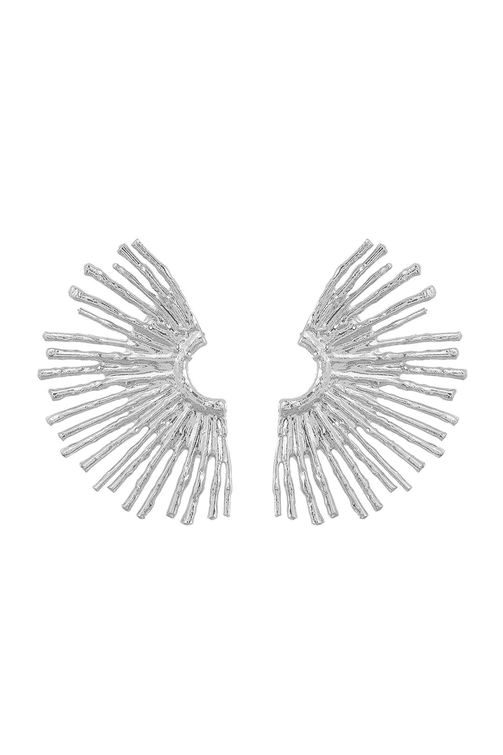 Marina Roca Pendientes de metal con borde ondulado – Plateado – photo 2