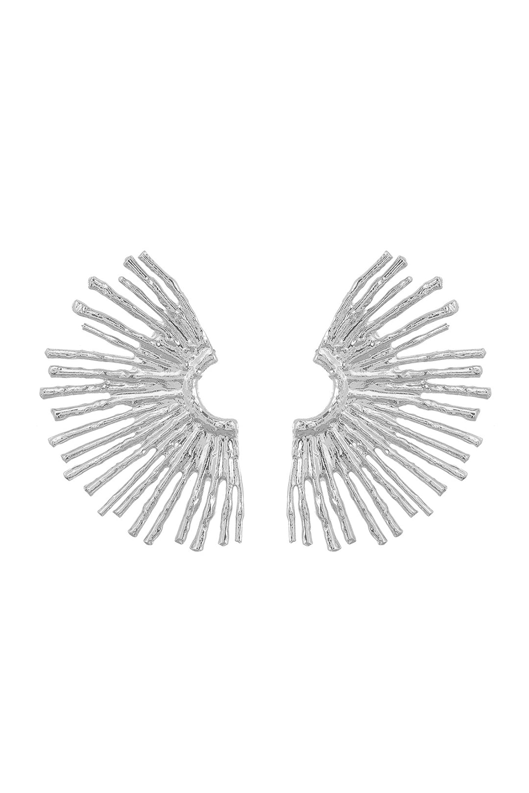 Marina Roca Pendientes de metal con borde ondulado – Plateado – photo 2