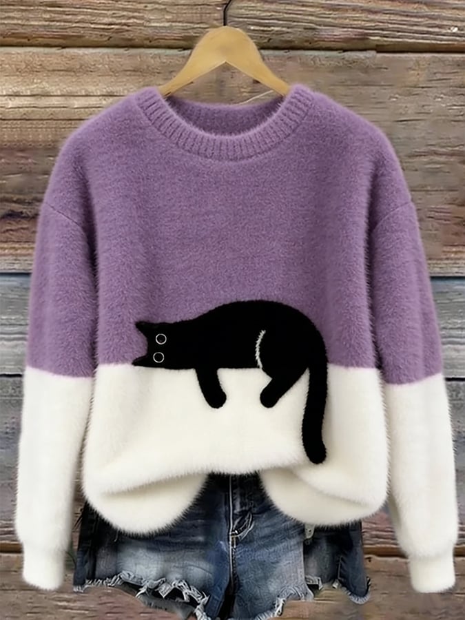 Silvana Vitali Ana - Jersey Elegante con Diseño de Gato – Violeta – photo 10