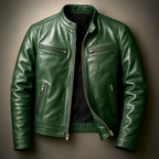 Marina Roca BRIXTON | Chaqueta vintage de piel con cremallera – Verde – photo 4