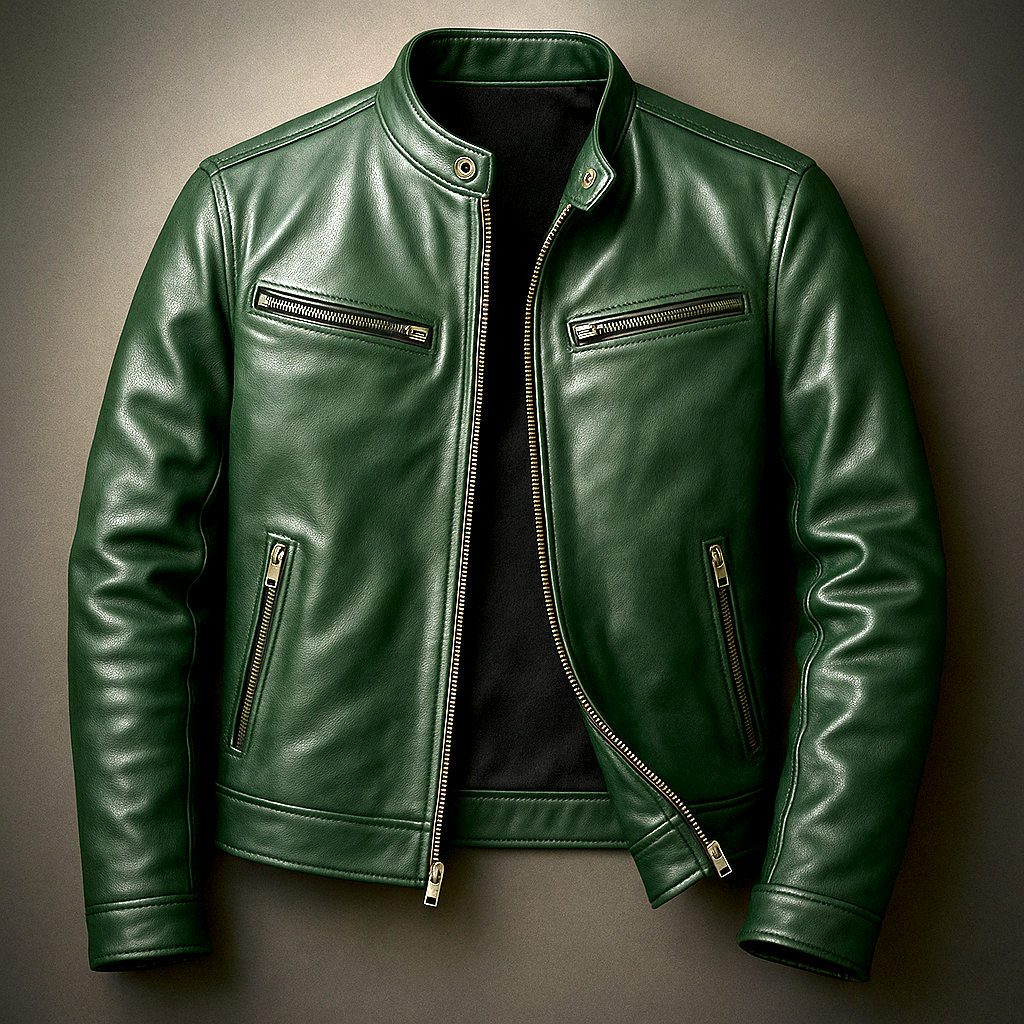Marina Roca BRIXTON | Chaqueta vintage de piel con cremallera – Verde – photo 4