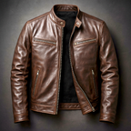Marina Roca BRIXTON | Chaqueta vintage de piel con cremallera – Marrón – photo 5