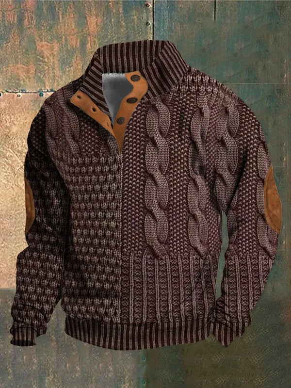 Marina Roca FÉNIX | Jersey patchwork de punto trenzado – Marrón claro – photo 5