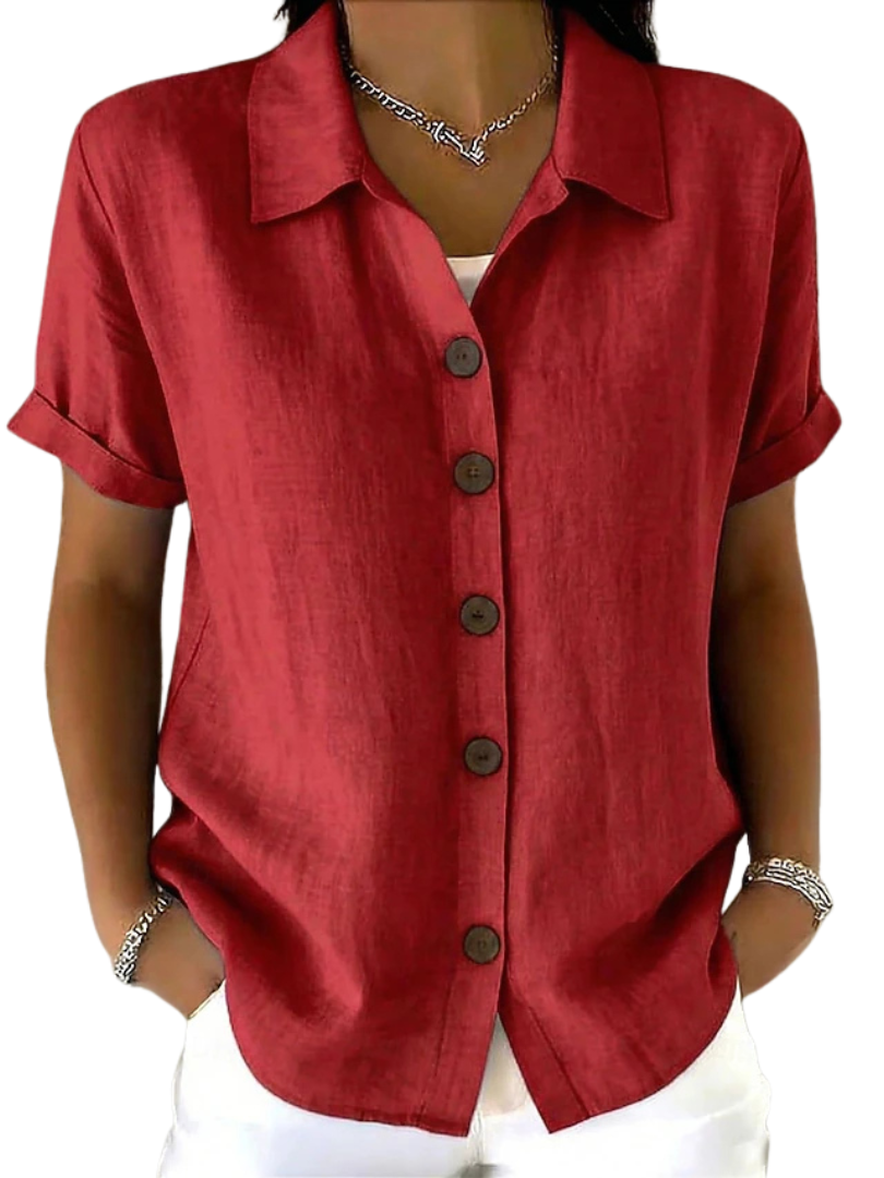 Anamartinezmadrid Débora | Blusa Holgada de Manga Corta con Botones – Rojo – photo 2