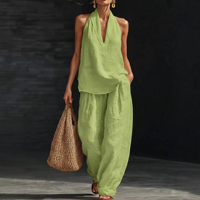 Anamartinezmadrid Ainhoa | Conjunto de dos piezas con textura de lino – Verde Claro – photo 8