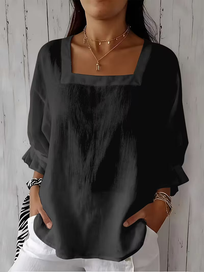 Marina Roca Alvessa | Blusa de Manga Larga con Escote Cruzado – Negro – photo 3