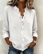 Marina Roca Beatriz - Blusa Fruncida con Escote en V – Blanco – photo 3