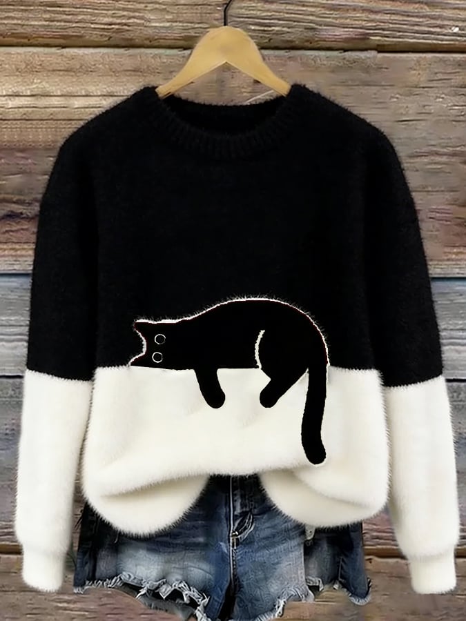 Silvana Vitali Ana - Jersey Elegante con Diseño de Gato – Negro – photo 5