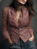 Jeanne Paris Teresa ⎸ Blazer con Mangas Semitransparentes – Rosa – photo 6