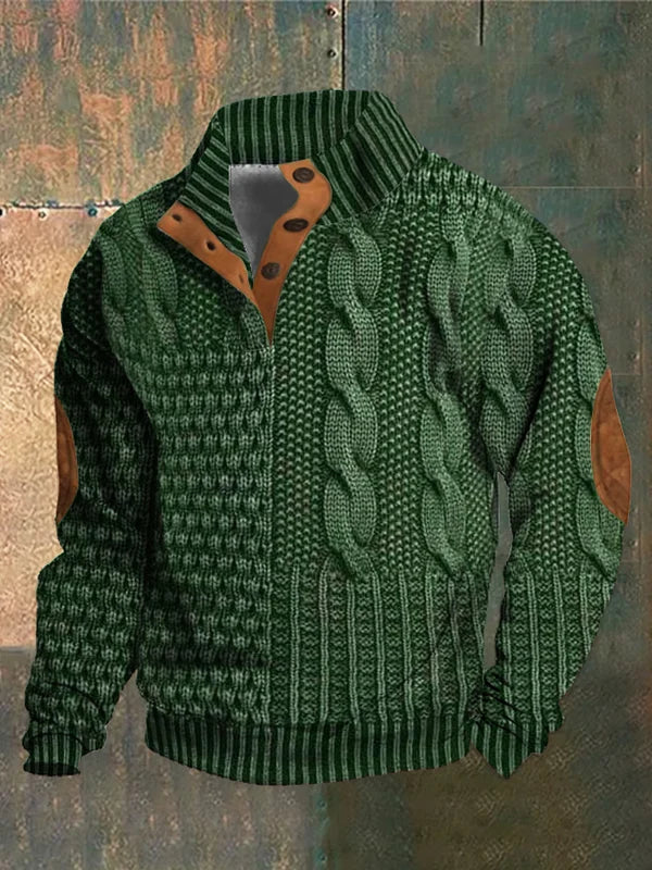 Marina Roca FÉNIX | Jersey patchwork de punto trenzado – Verde – photo 6