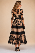 Anamartinezmadrid Amelia | Vestido Midi de Encaje Floral con Escote Barco – photo 3