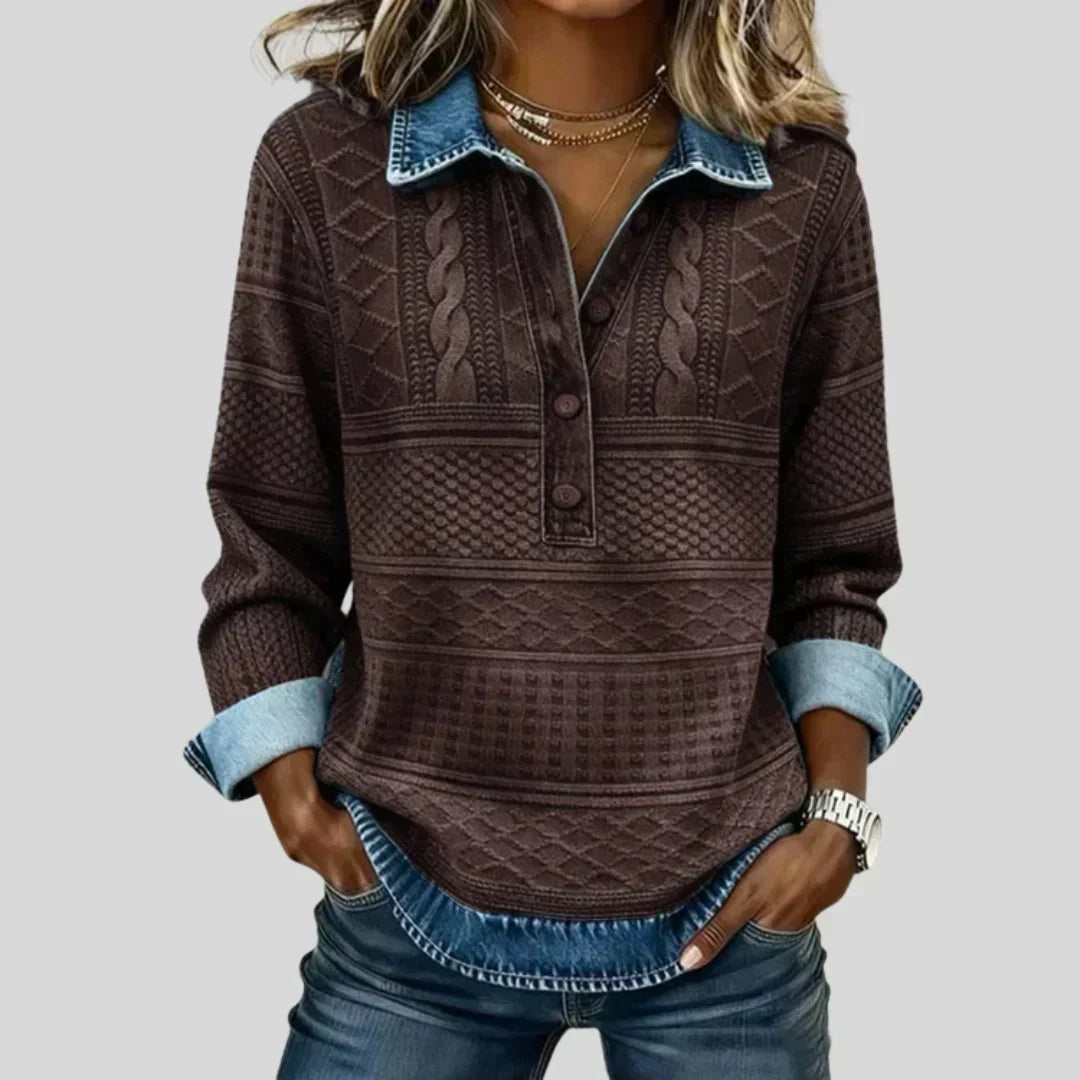 Anamartinezmadrid Azalea | Jersey de Ochos Vintage con Cuello Camisero – Café – photo 3