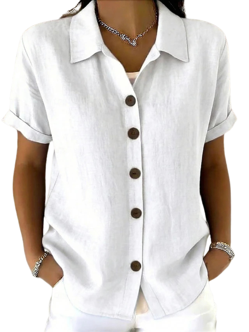 Anamartinezmadrid Débora | Blusa Holgada de Manga Corta con Botones – Blanco – photo 3