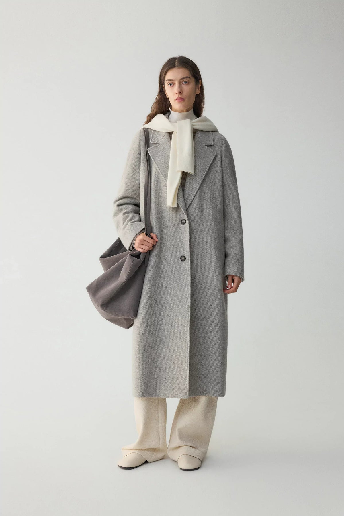 Anamartinezmadrid Amalia | Abrigo Largo de Lana de Alpaca – Gris Perla