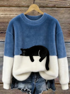 Silvana Vitali Ana - Jersey Elegante con Diseño de Gato – Azul – photo 8