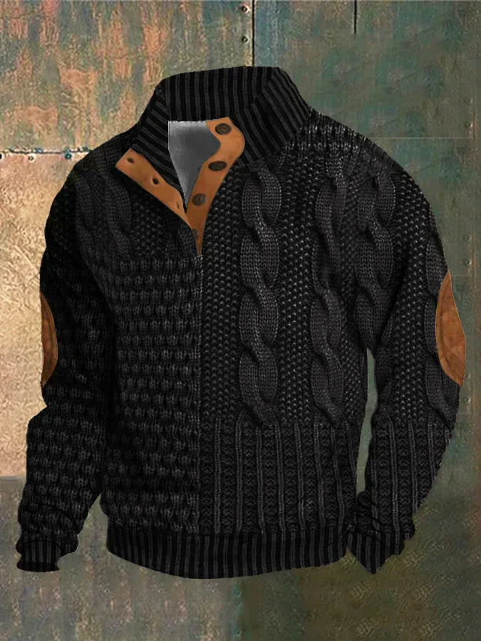 Marina Roca FÉNIX | Jersey patchwork de punto trenzado – Negro – photo 8
