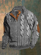 Marina Roca FÉNIX | Jersey patchwork de punto trenzado – Gris claro – photo 3