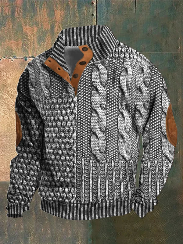 Marina Roca FÉNIX | Jersey patchwork de punto trenzado – Gris claro – photo 3