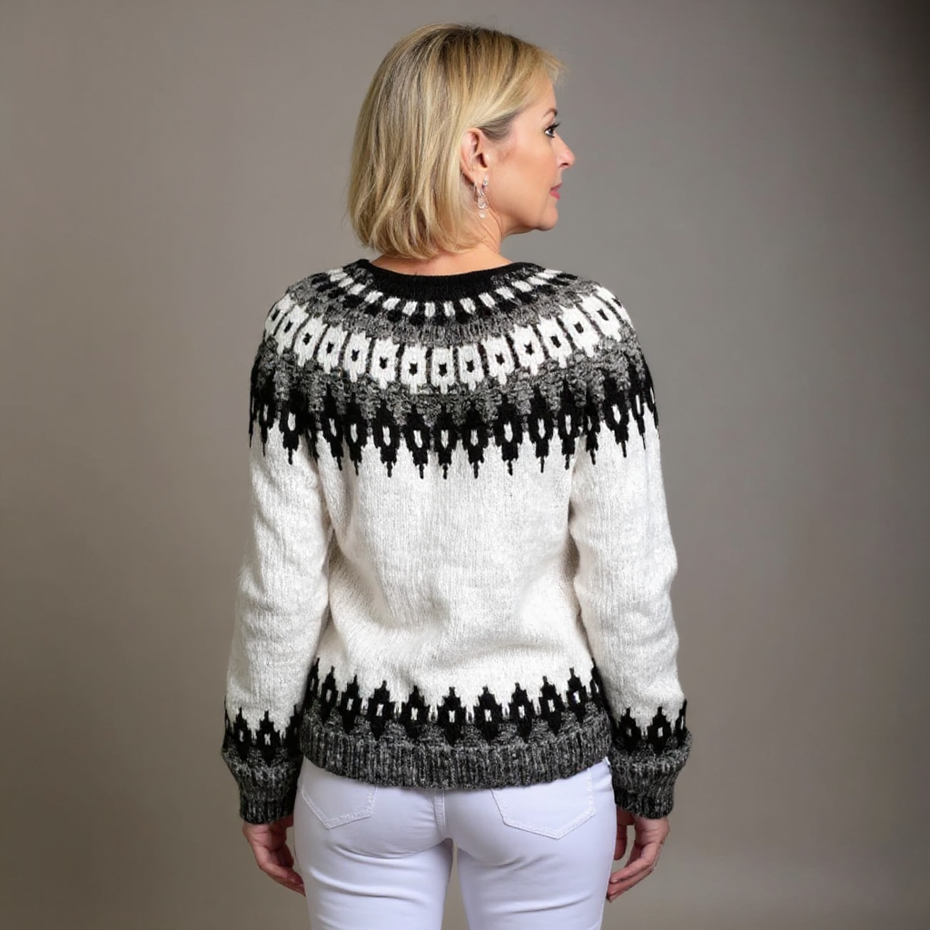 Anamartinezmadrid Ruth | Cárdigan de Punto Folk con Canesú Estampado – photo 2