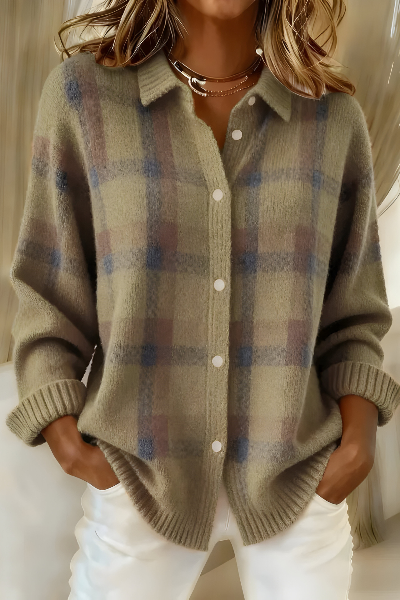 Anamartinezmadrid Bárbara | Chaqueta de Punto de Cuadros – Verde