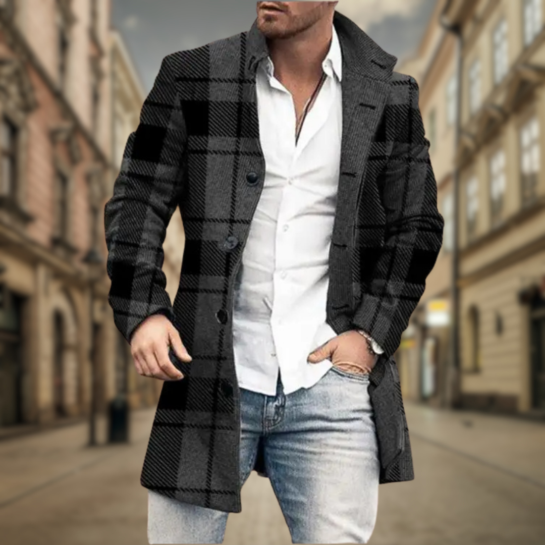 Marina Roca Adrián | Abrigo Largo Elegante – Negro Estampado – photo 4